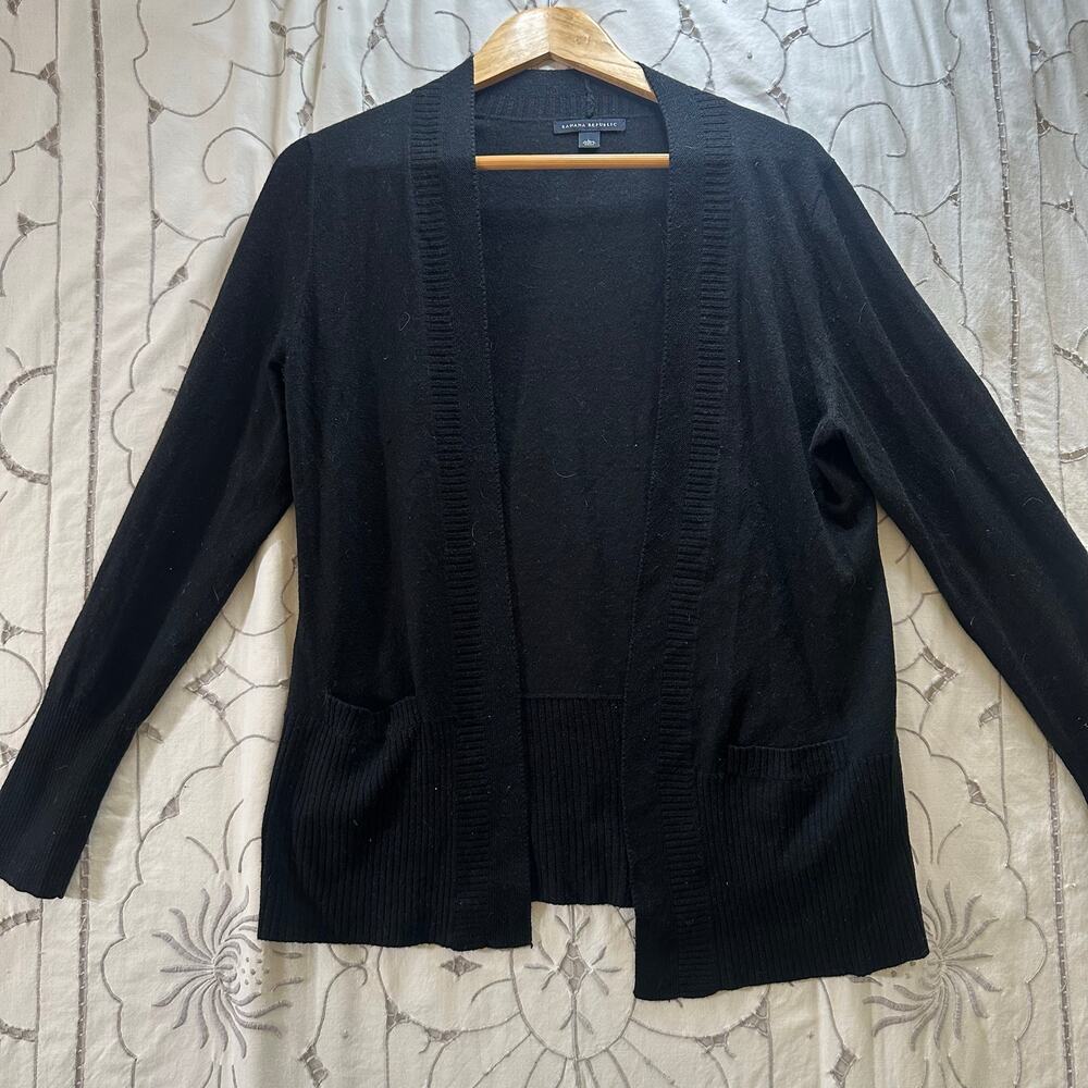 Banana Republic Black Wool Blend Open Cardigan L